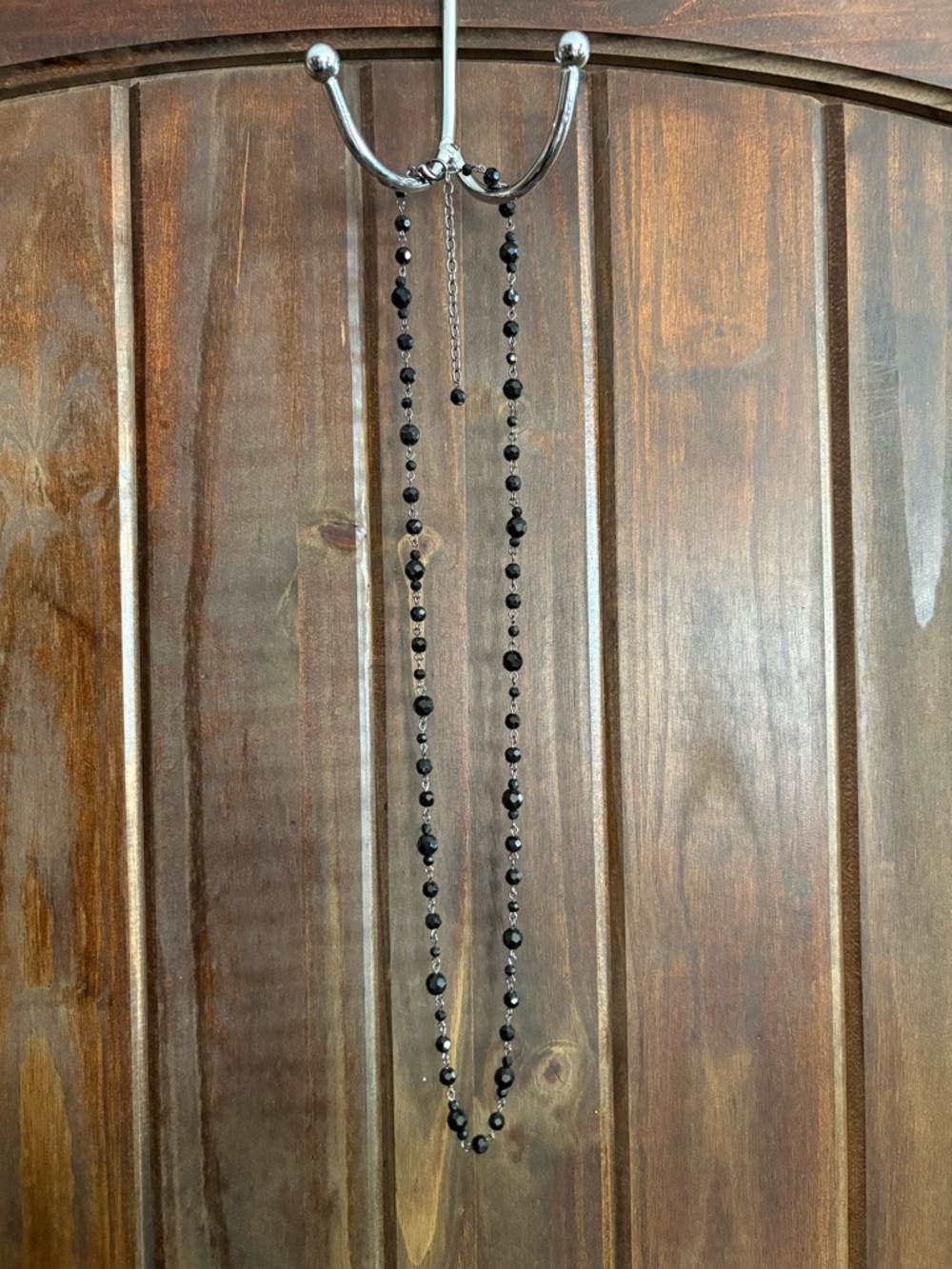 Black Beaded Necklace- Faceted Beads - Picture 3 of 5